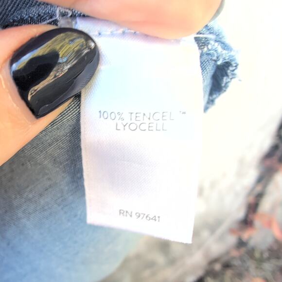 J. Jill Denim Chambray Long Sleeve Ruffle Collar Women's Large - Picture 4 of 9